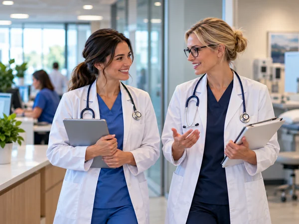 Healthcare professionals working in a modern clinic