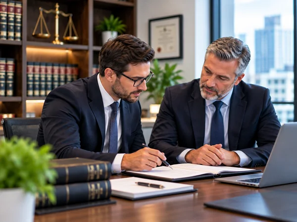 Modern law office with legal professionals