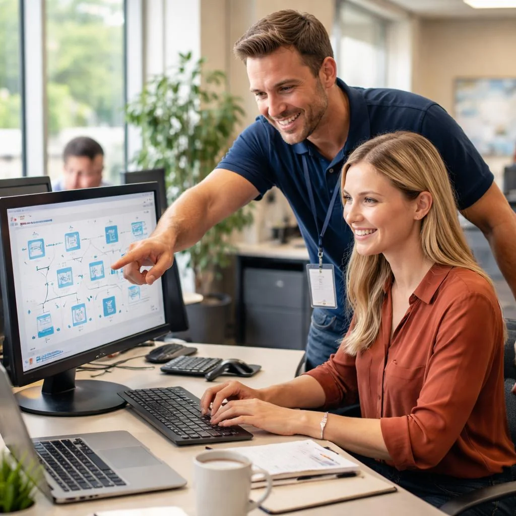 IT support specialist working at a computer
